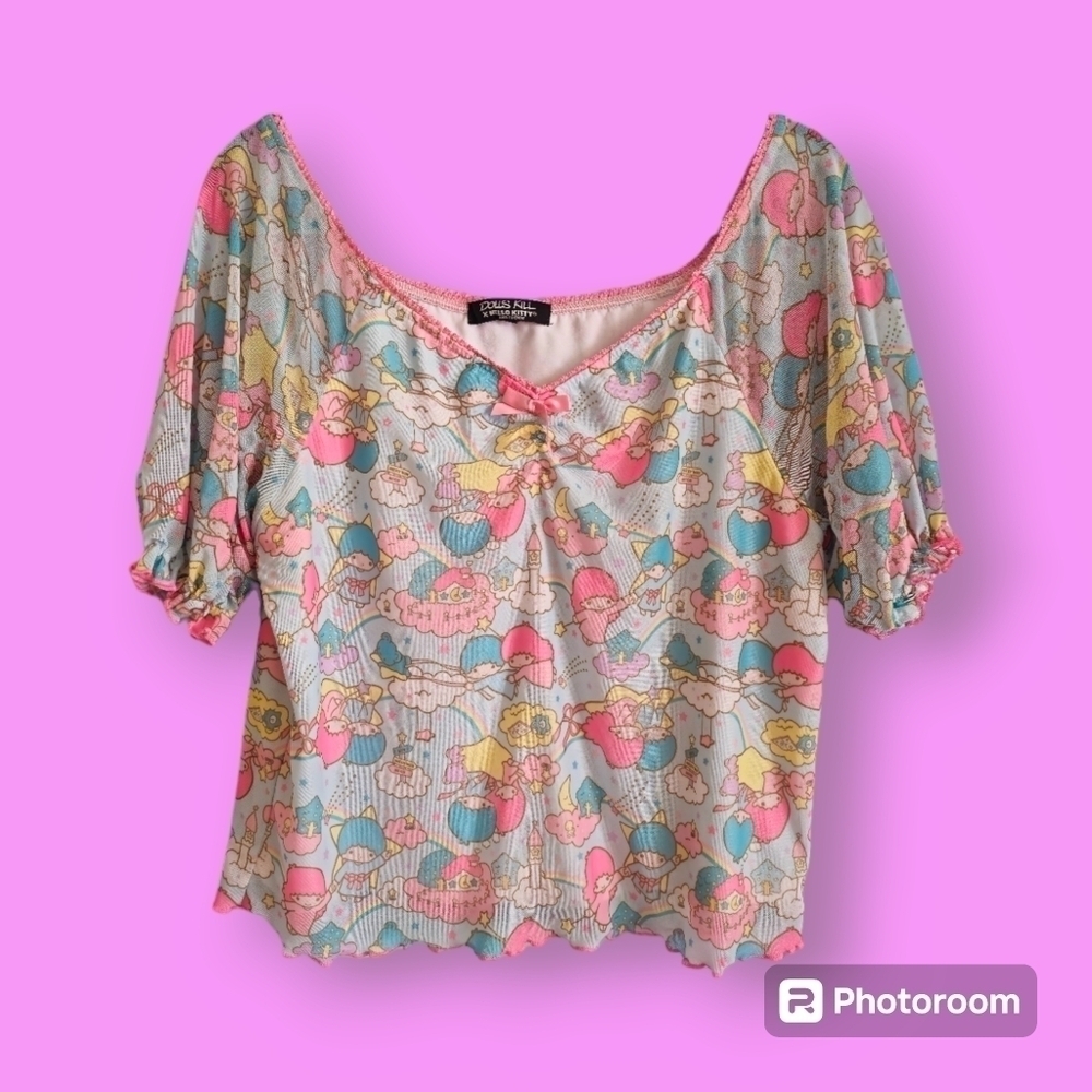 Dolls Kill x Hello Kitty Little Twin Stars Crop Top Size 2X
